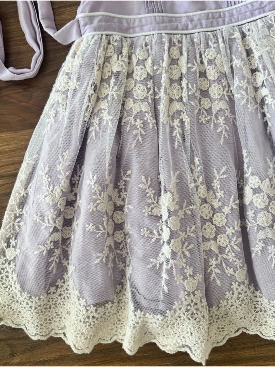 Caroline Kate Lavender Lace Overlay Linen Dress 6 - Picture 4 of 12